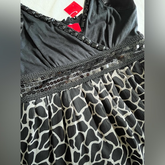CRISTINA SIZE SMALL Sequin animal print Black dress embroidered embellished NEW - Picture 5 of 8